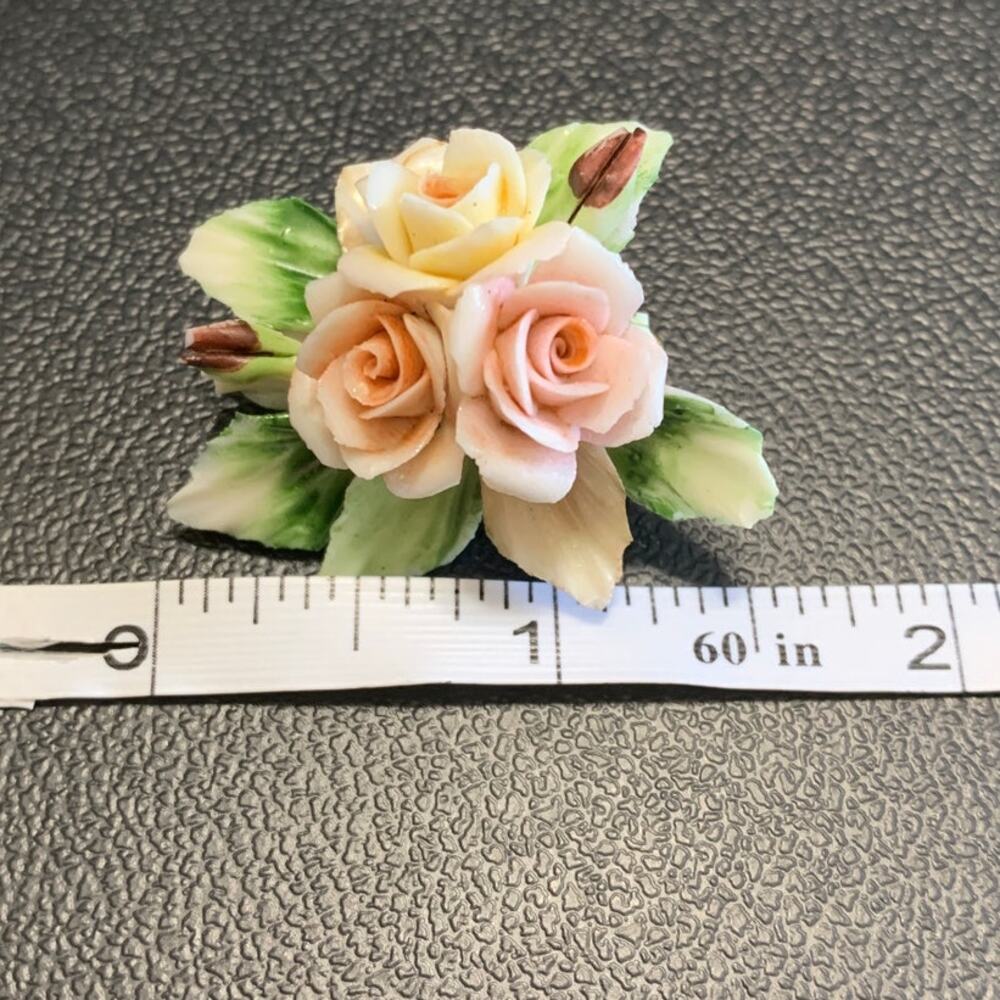 Vintage Capodimonte Carlo Savastano Porcelain Rose Brooch Pin - Picture 7 of 8